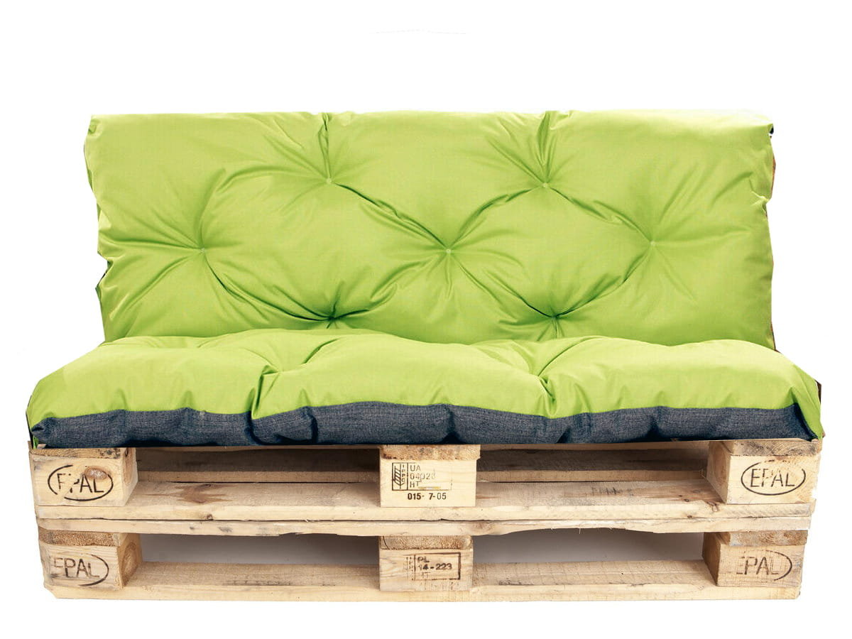 Poduszki na palety komplet, siedzisko 120 x 60 i opacie 120x60 cm, Poduszki ogrodowe na palety, Limonka