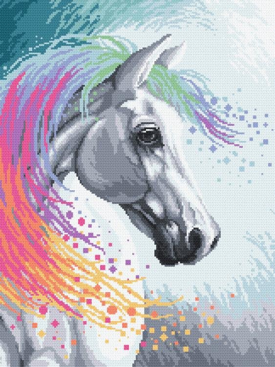 Haft krzyżykowy, Zestaw do haftu, Zaczarowany koń