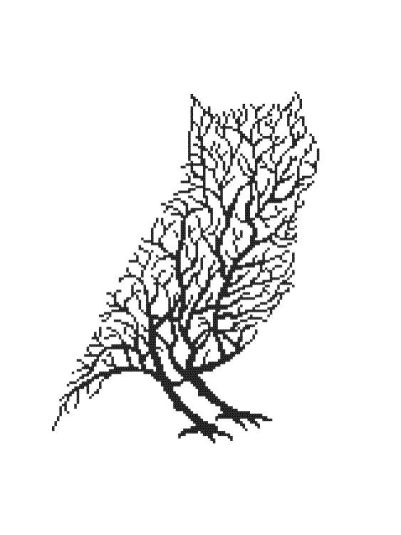 Haft krzyżykowy, Zestaw do haftu, Czarna sowa