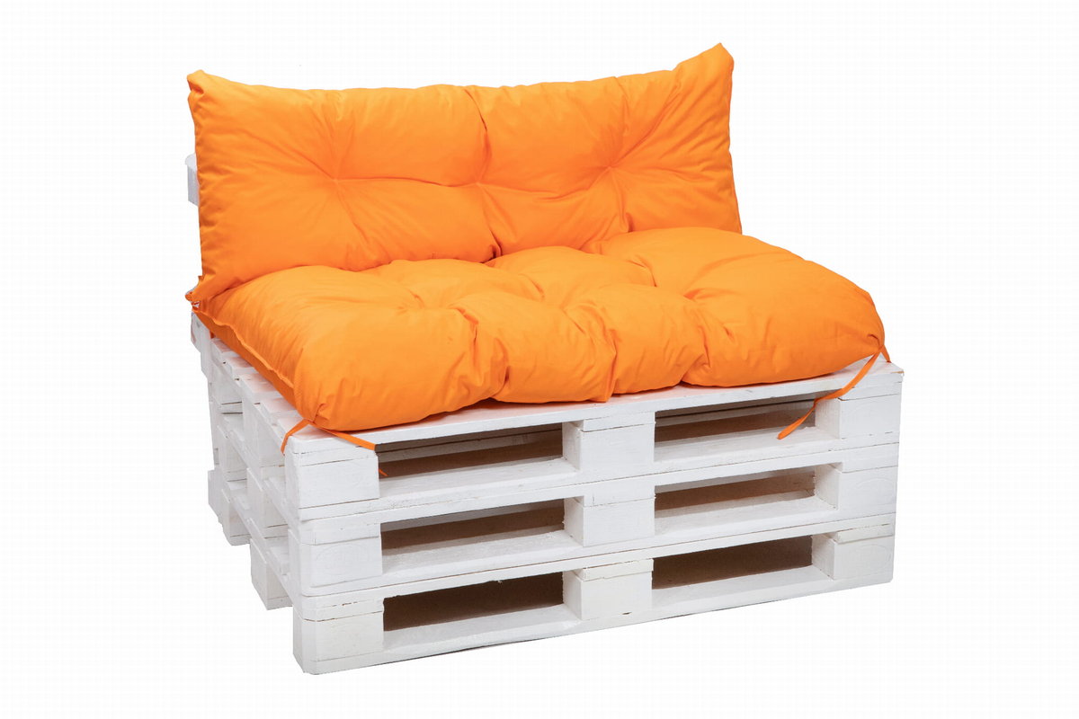 Poduszki na palety  120 x 80 siedzisko  i opacie 120x50 cm, Poduszki na palety wodoszczelne, Pomarańczowa