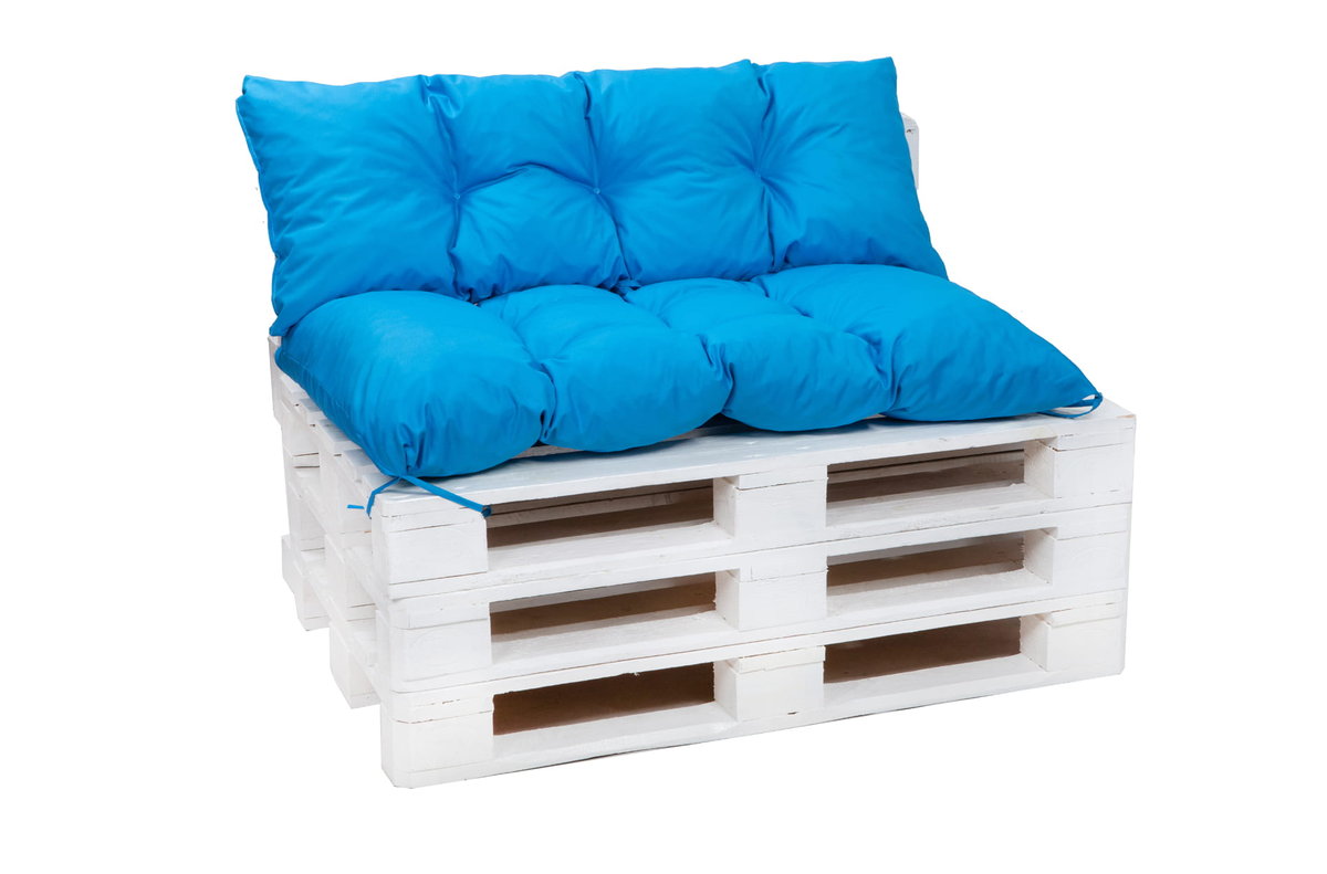 Zestaw poduszek na palety 120 x 60 siedzisko  i opacie 120x60 cm, Poduszki ogrodowe na europalety , Niebieska