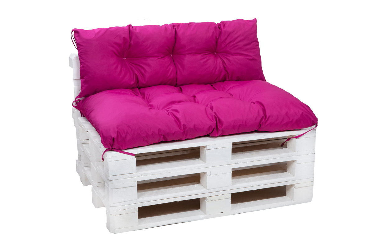 Zestaw poduszek na palety 120 x 60 siedzisko  i opacie 120x60 cm, Poduszki ogrodowe na europalety , Różowa