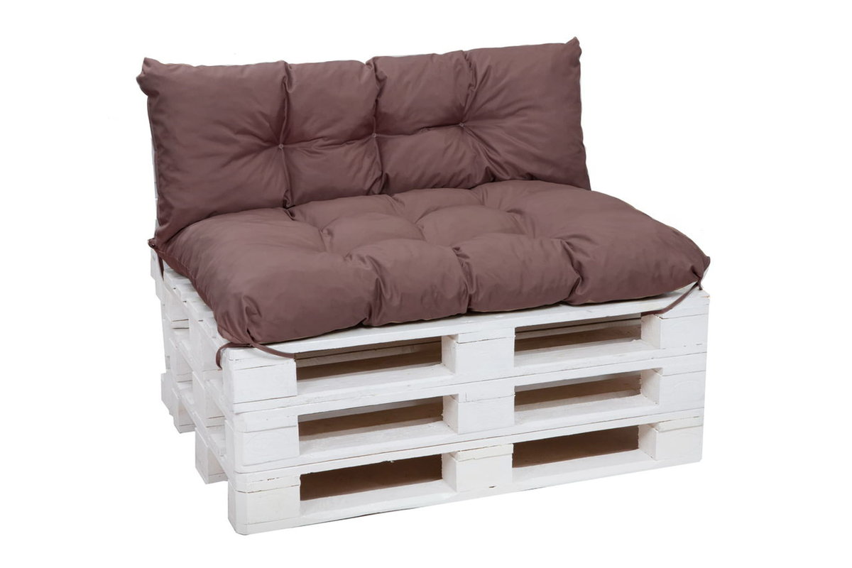 Komplet poduszek na palety 120 x 50 siedzisko  i opacie 120x40 cm, Poduszki ogrodowe na europalety wodoodporne , Brązowa