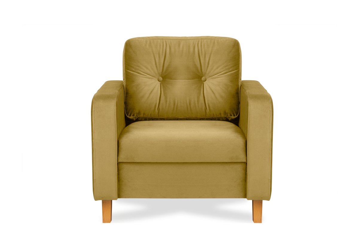Żółty fotel welurowy do salonu ERISO