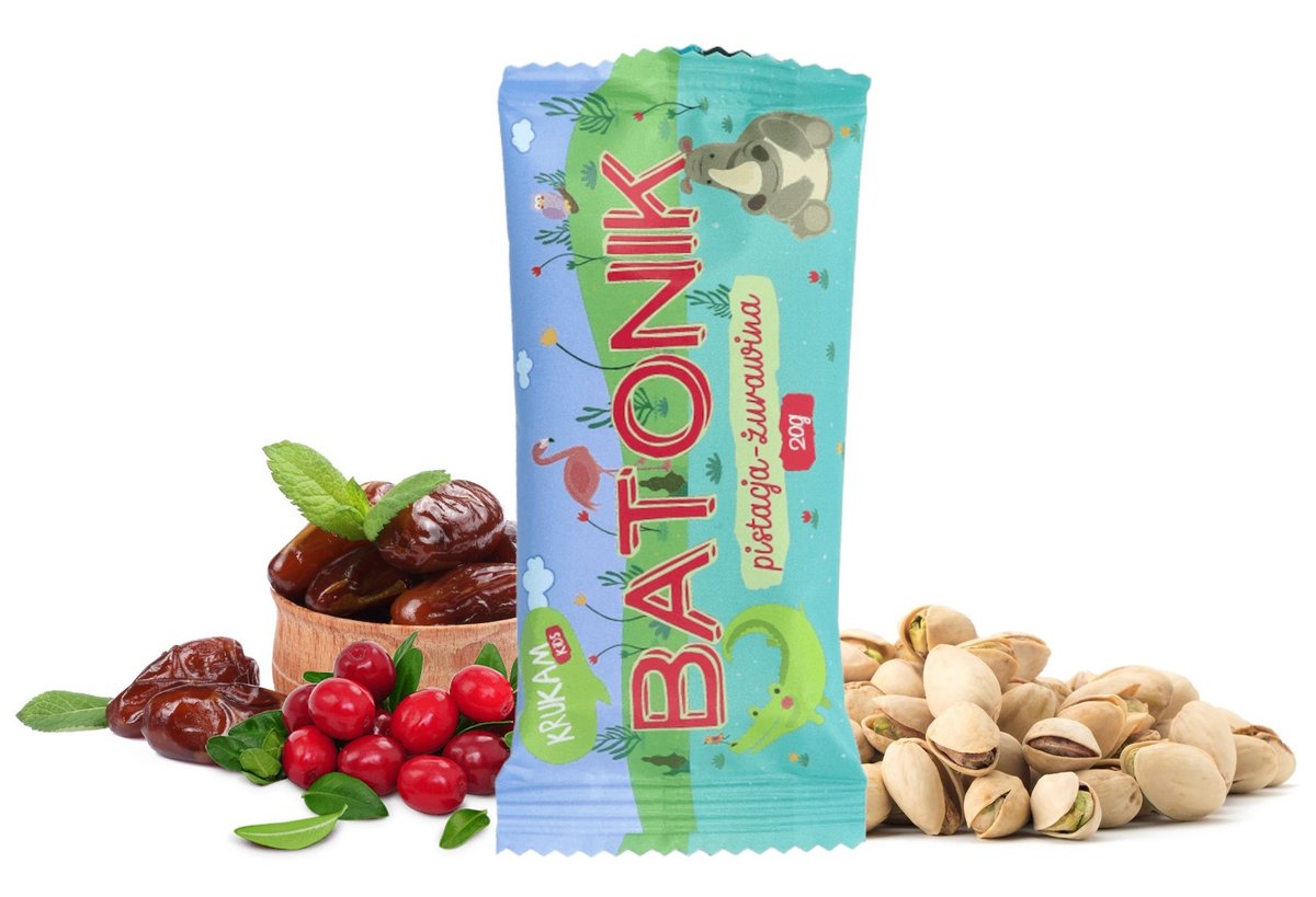 KruKam Batonik Daktylowy pistacja żurawina 20g