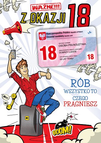 Kartka na 18 urodziny dla chłopaka zabawna  Party19