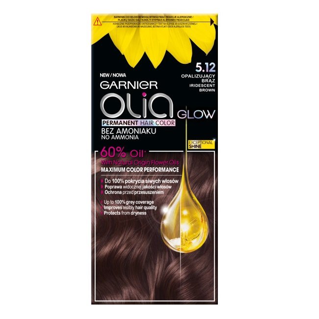 Garnier Olia Glow Farba do włosów nr 5.12 Opalizujący Brąz 1op