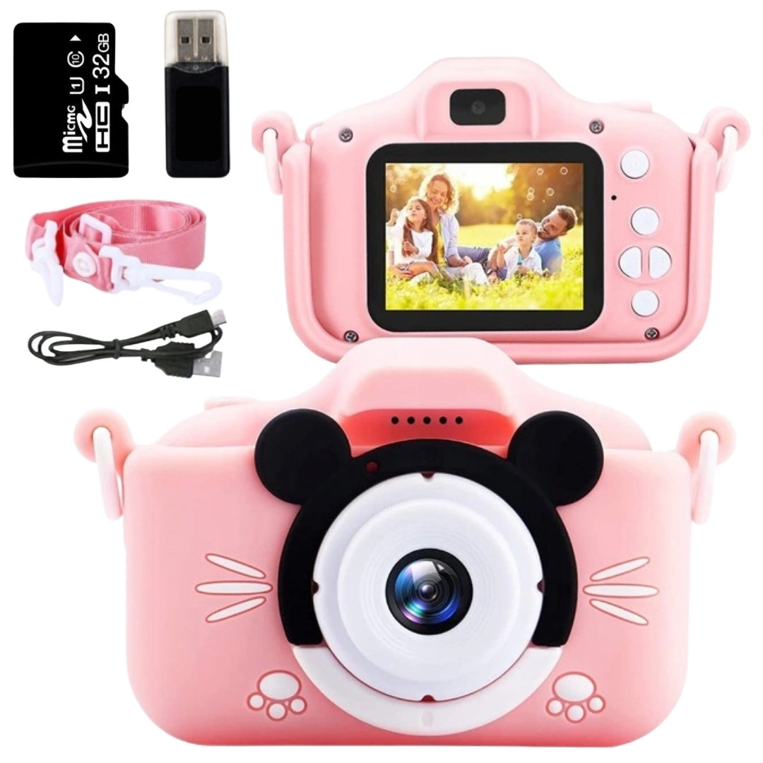 Aparat Cyfrowy Dla Dzieci, Bambino, Mickey z Kartą Pamięci 32GB, Różowy