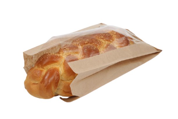 Torby papierowe torebki szare z okienkiem na bułki