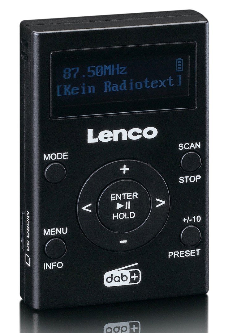 Lenco PDR-011BK - przenośne, kieszonkowe radio DAB+ / FM i odtwarzacz MP4