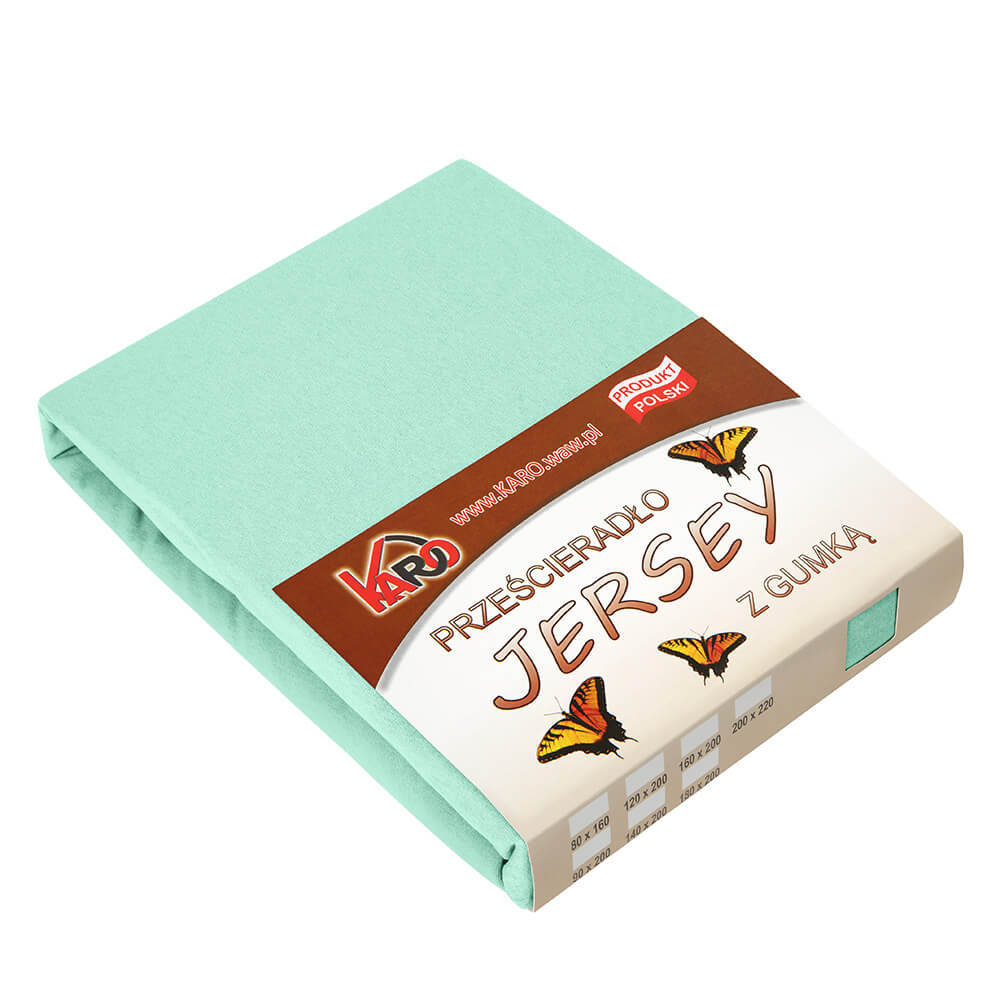 Prześcieradło jersey z gumką KARO 70x140 cm, pistacjowe 014 grube 150g/m2