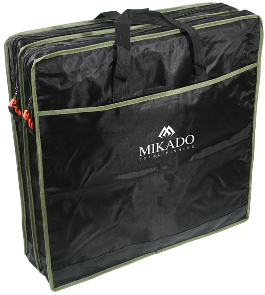 Torba wędkarska Mikado na siatki 2 komorowa - kwadrat (63x63x18cm) - Czarno/Zielony