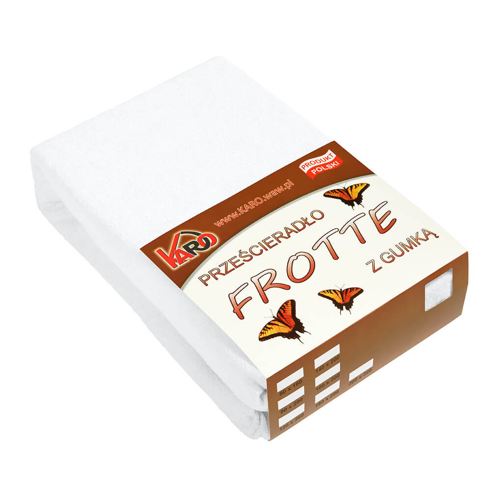 Prześcieradło frotte z gumką 70x140 białe 001 grube 200g/m2 KARO