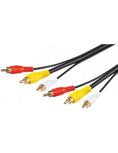 Wentronic 5 m kabel audio wideo 5,0 m Gold 3 X wtyk cinch  3 X wtyczka cinch 5 m 1 szt. czarny 50140