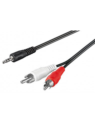 Wentronic kabel z jednej strony z wtykiem mini jack stereo o średnicy 3,5 mm a z drugiej strony z podwójnym wtykiem cinch (RCA), 15 m 50780-GB
