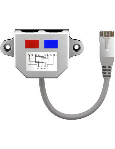 Wentronic kablowy Splitter do strukturyzowanego okablowania; CAT T-Adapter 2 X 10/100 BaseT, szary 7000918