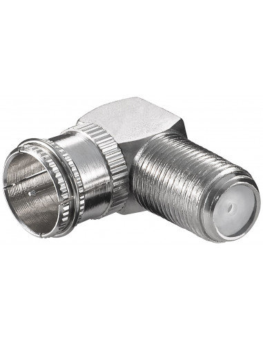 Adapter kątowy: Wtyk F (szybki)   Gniazdo F 90° - Połączenie, materiał obudowy cynk