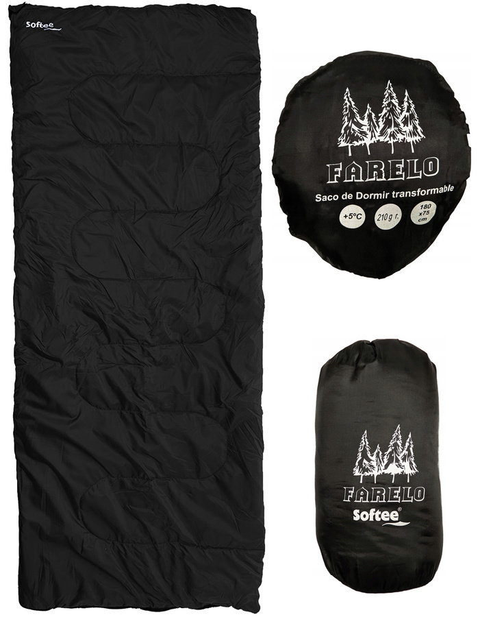 Softee Śpiwór turystyczny Farelo Negro SOFTEE 180x75cm 24150.001.104