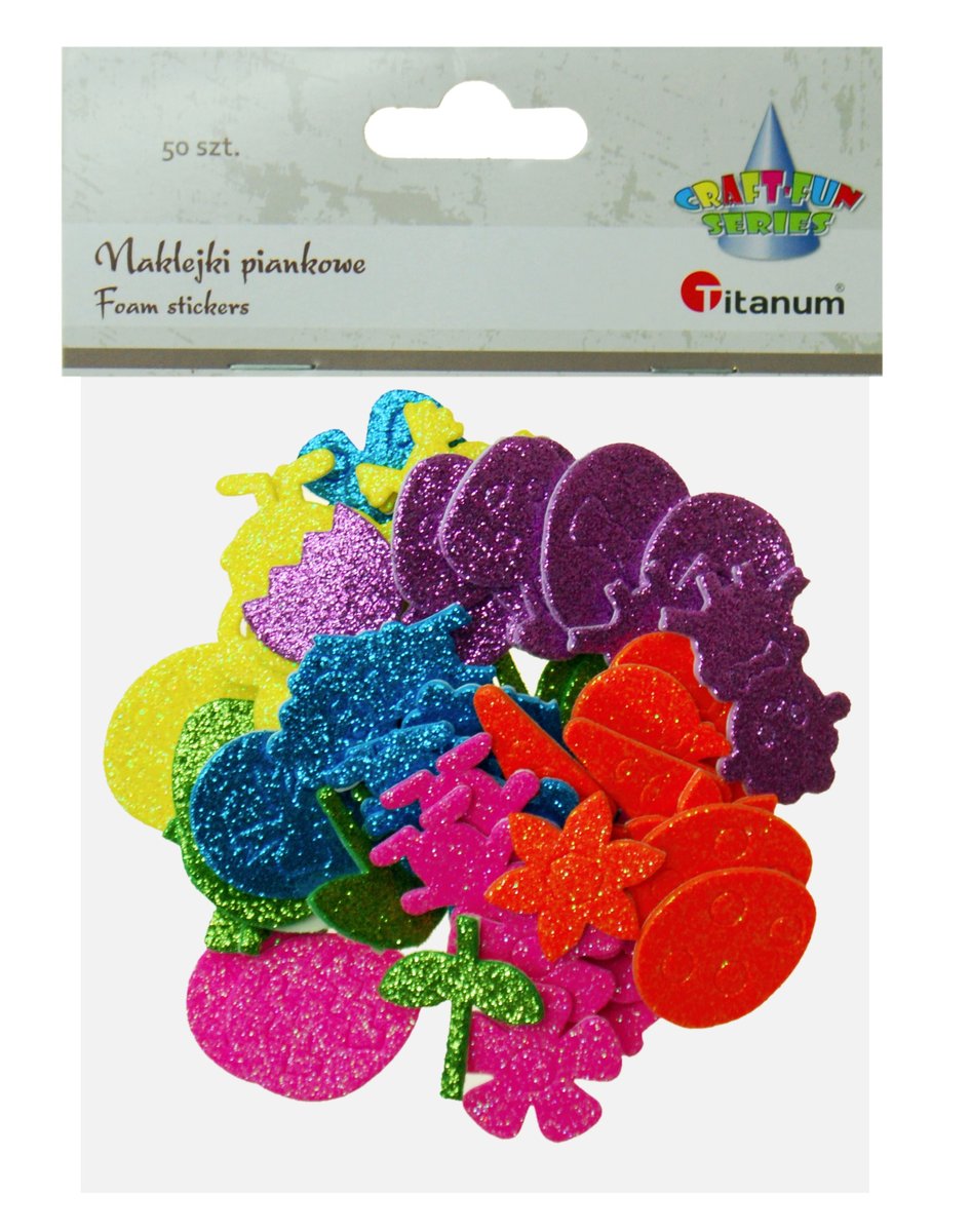 Naklejki piankowe brokatowe mix 50szt