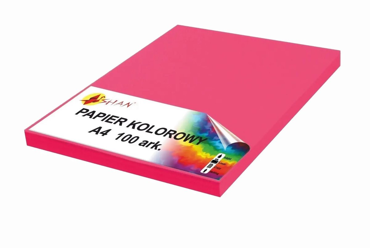 Papier kolorowy A4 100g różowy intensywny 100 arkuszy