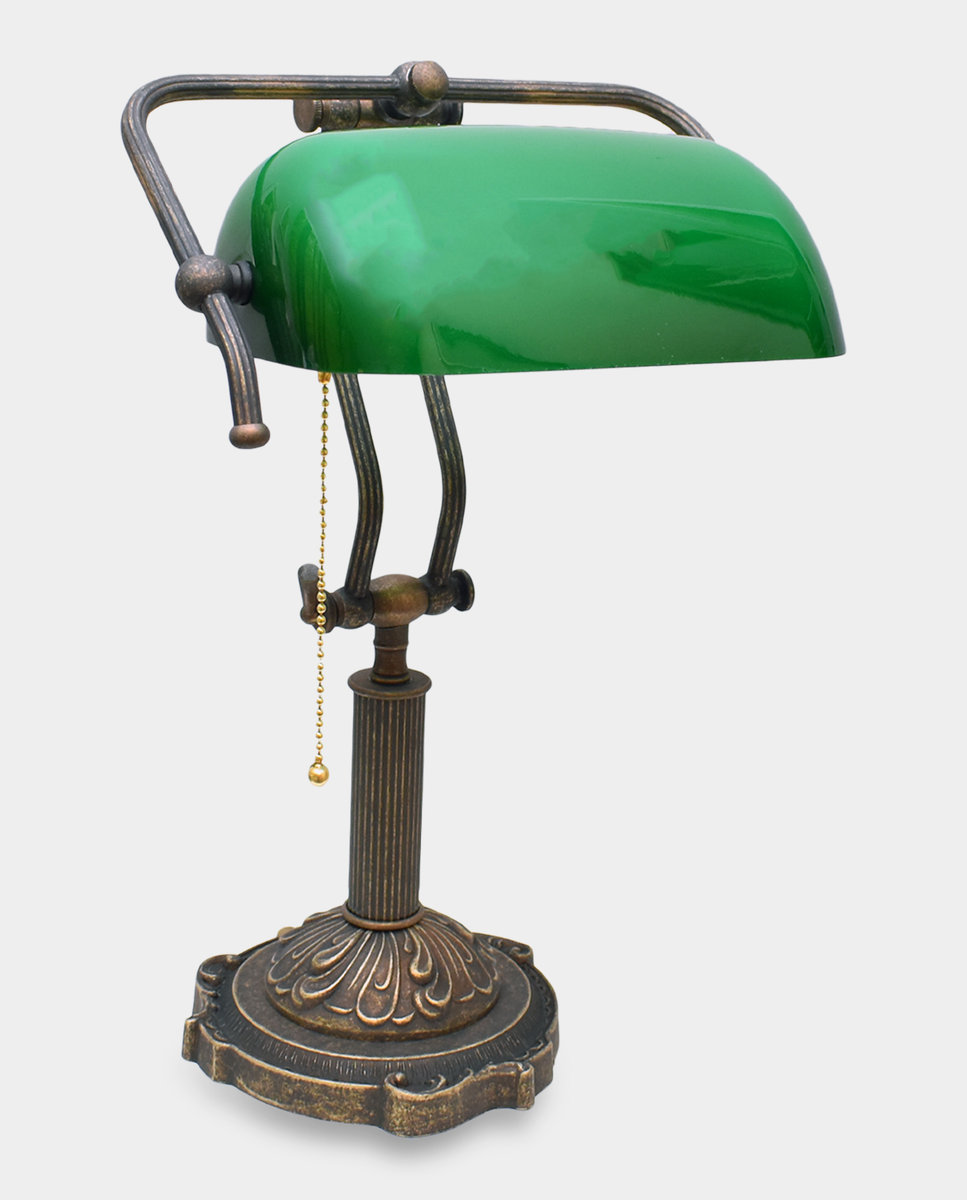 Lampa Gabinetowa Bankierka Vintage Szmaragdowa