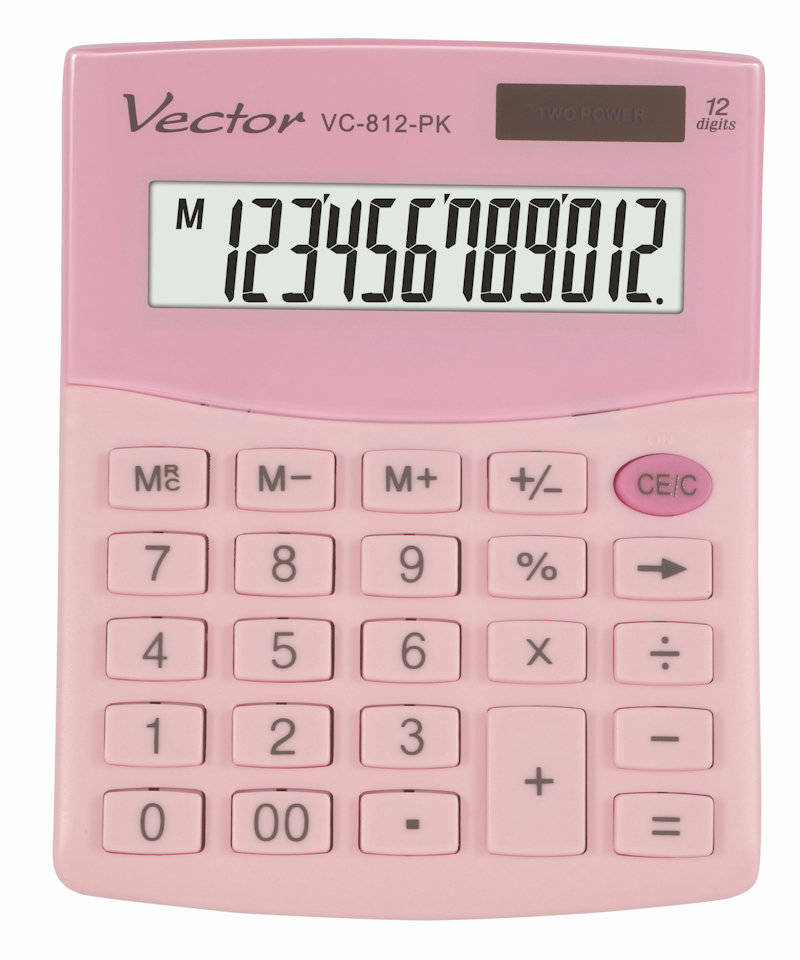 Zdjęcia - Kalkulator Vector   VC-812-PK 12p różowy pastelowy 