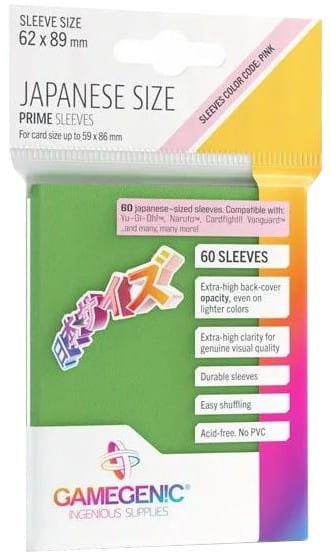 Gamegenic Japanese Size Prime Sleeves Green 62x89 mm 60 szt.