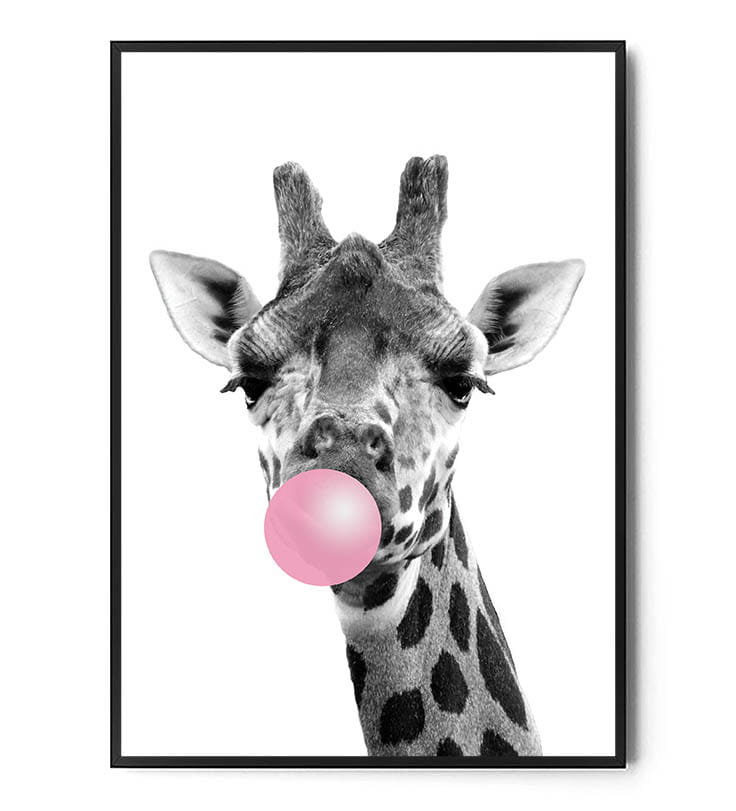 Fox Art Studio, Plakat Żyrafa, Bubble Gum, wymiary 21x29,7 cm