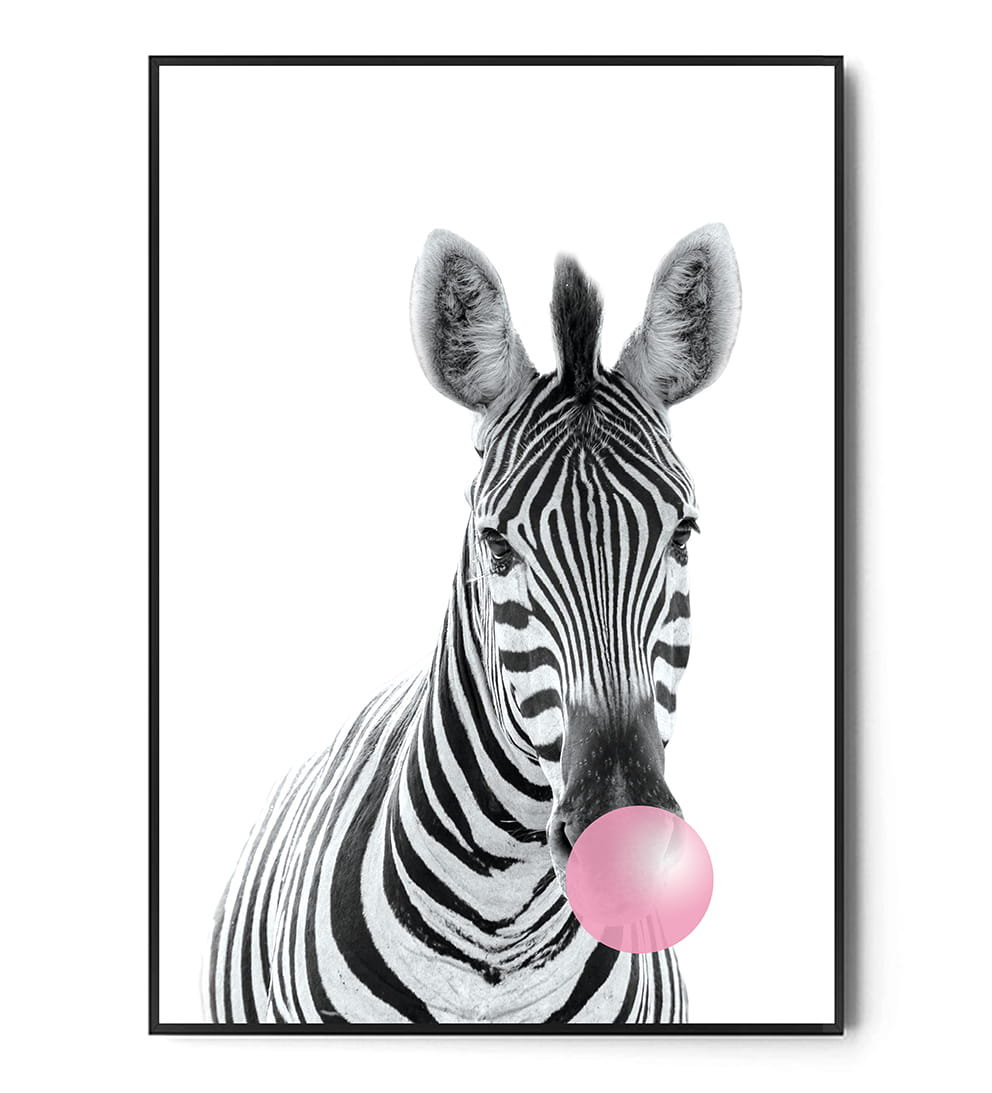 Fox Art Studio, Plakat Zebra, Bubble Gum, wymiary 21x29,7 cm