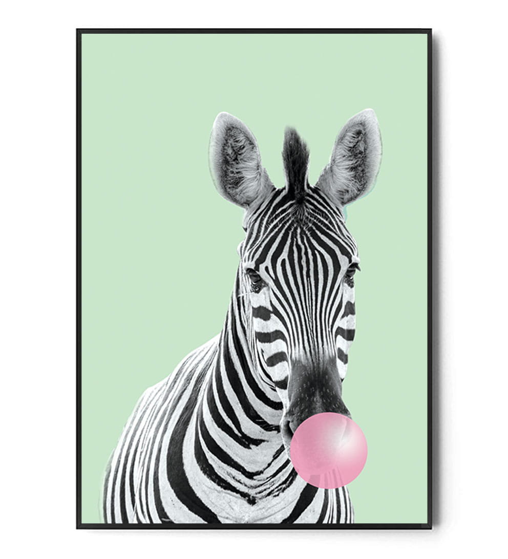 Fox Art Studio, Plakat Zebra, Bubble Gum,  wymiary 21x29,7 cm