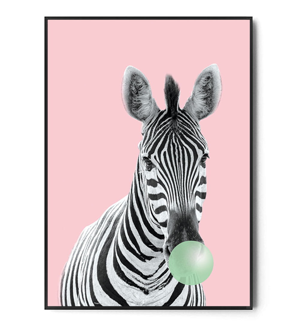 Fox Art Studio, Plakat Zebra, Bubble Gum, wymiary 29,7x42 cm