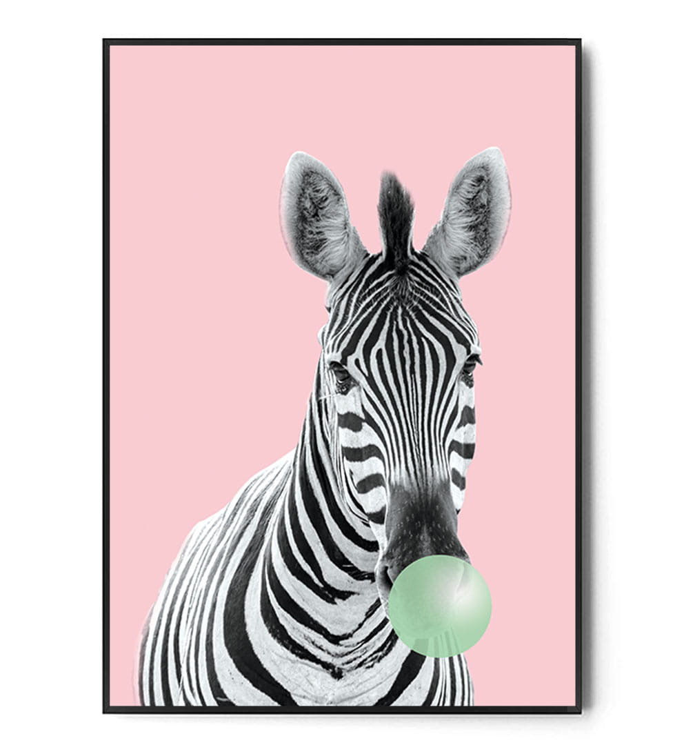 Fox Art Studio, Plakat Zebra, Bubble Gum, wymiary 70x100 cm