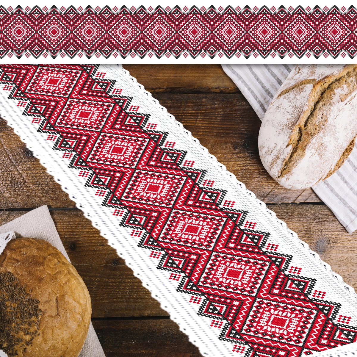 Haft krzyżykowy - Zestaw do haftu - Długi bieżnik - Haft ukraiński