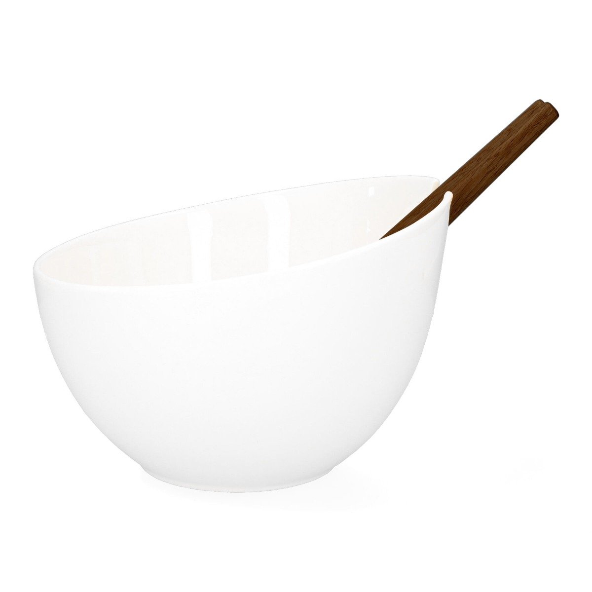 Misa do sałat ceramiczna z przyborami biała MOOKA