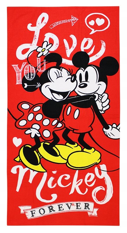 Myszka Mickey Duży Ręcznik Love Serduszka 70X140