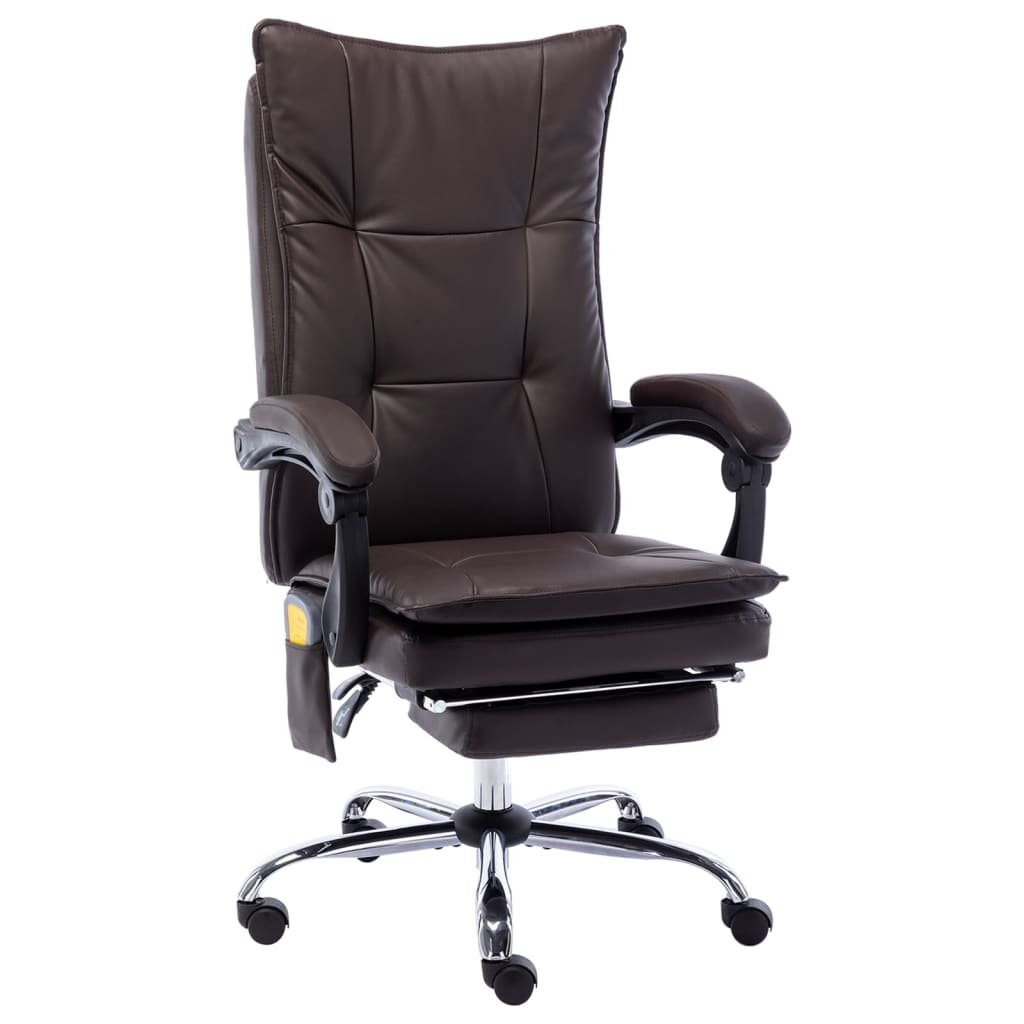 vidaXL Krzesło biurowe Krzesło biurowe z funkcją masażu brązowe sztuczna skóra 20380