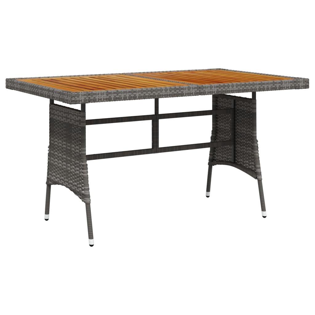 shumee Stół ogrodowy szary 130x70x72 cm rattan PE i drewno akacjowe