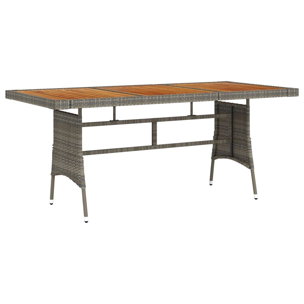 shumee Stół ogrodowy szary 160x70x72 cm rattan PE i drewno akacjowe
