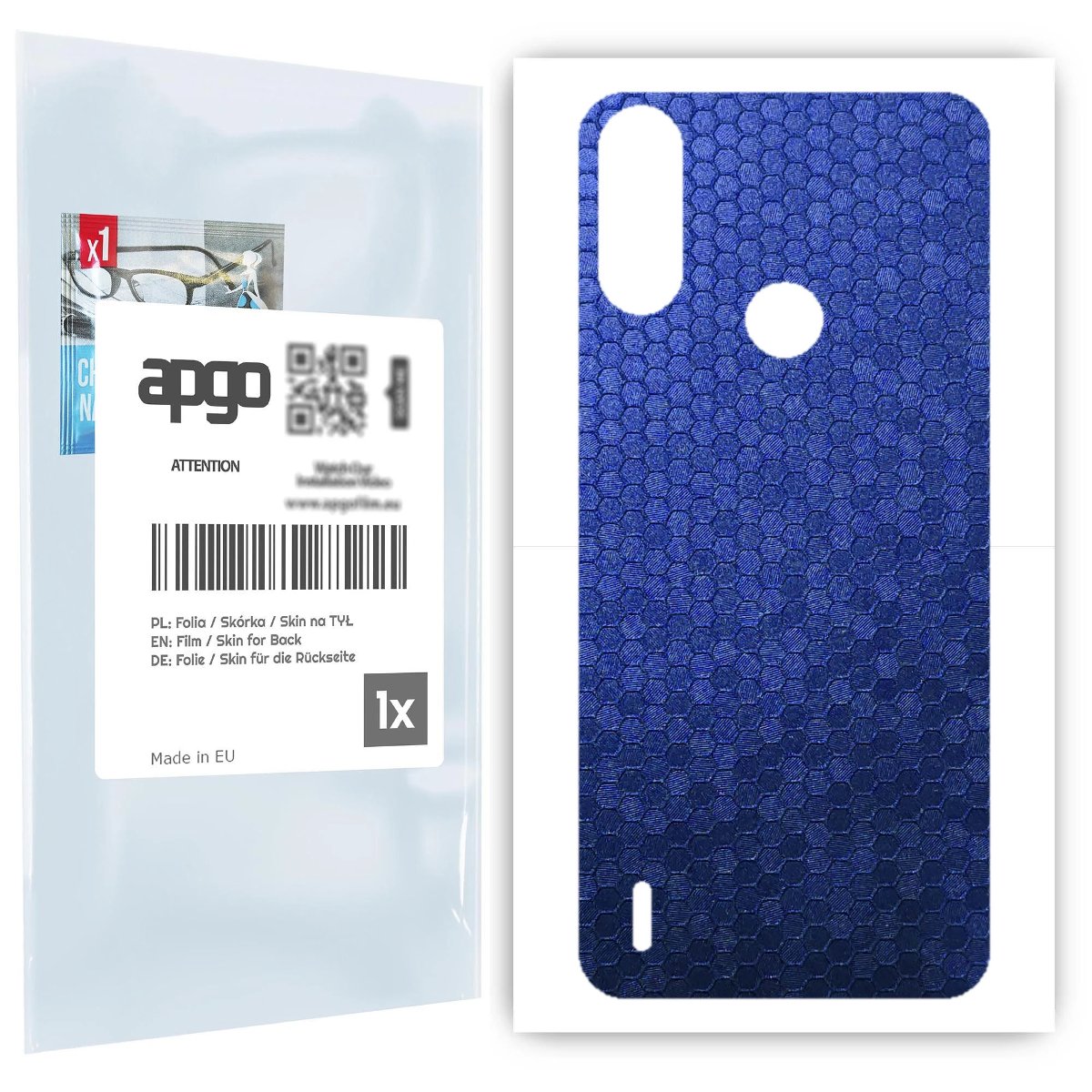 Folia naklejka skórka strukturalna na TYŁ do Motorola Moto E7 Power -  Plaster Miodu Niebieski - apgo SKINS