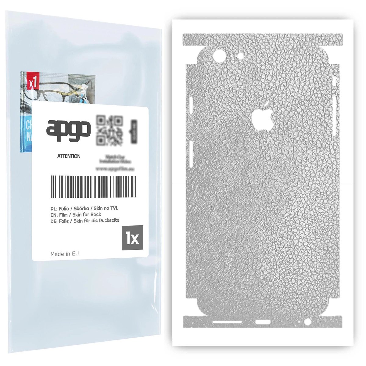 Folia naklejka skórka strukturalna na TYŁ+BOKI do Apple iPhone 6 Plus -  Skóra Srebrna - apgo SKINS