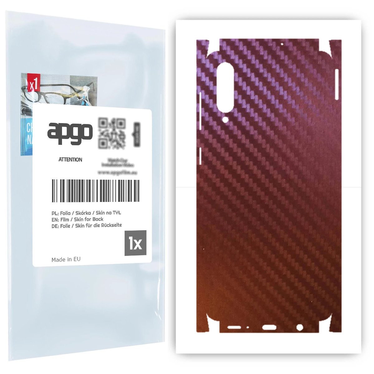 Folia naklejka skórka strukturalna na TYŁ+BOKI do Samsung Galaxy A50s -  Carbon Kameleon CAKA5 - apgo SKINS