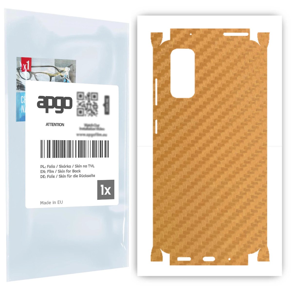 Folia naklejka skórka strukturalna na TYŁ+BOKI do Samsung Galaxy S20 5G UW -  Carbon Złoty - apgo SKINS