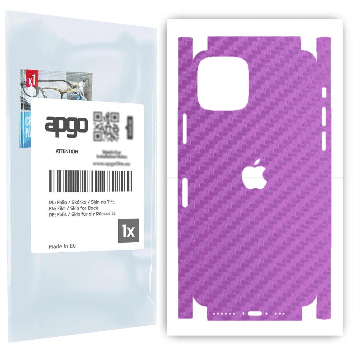 Folia naklejka skórka strukturalna na TYŁ+BOKI do Apple iPhone 11 Pro -  Carbon Fioletowy - apgo SKINS