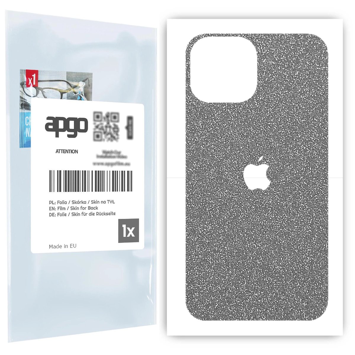 Folia naklejka skórka strukturalna na TYŁ do Apple iPhone 13 mini -  Brokat Srebrny - apgo SKINS