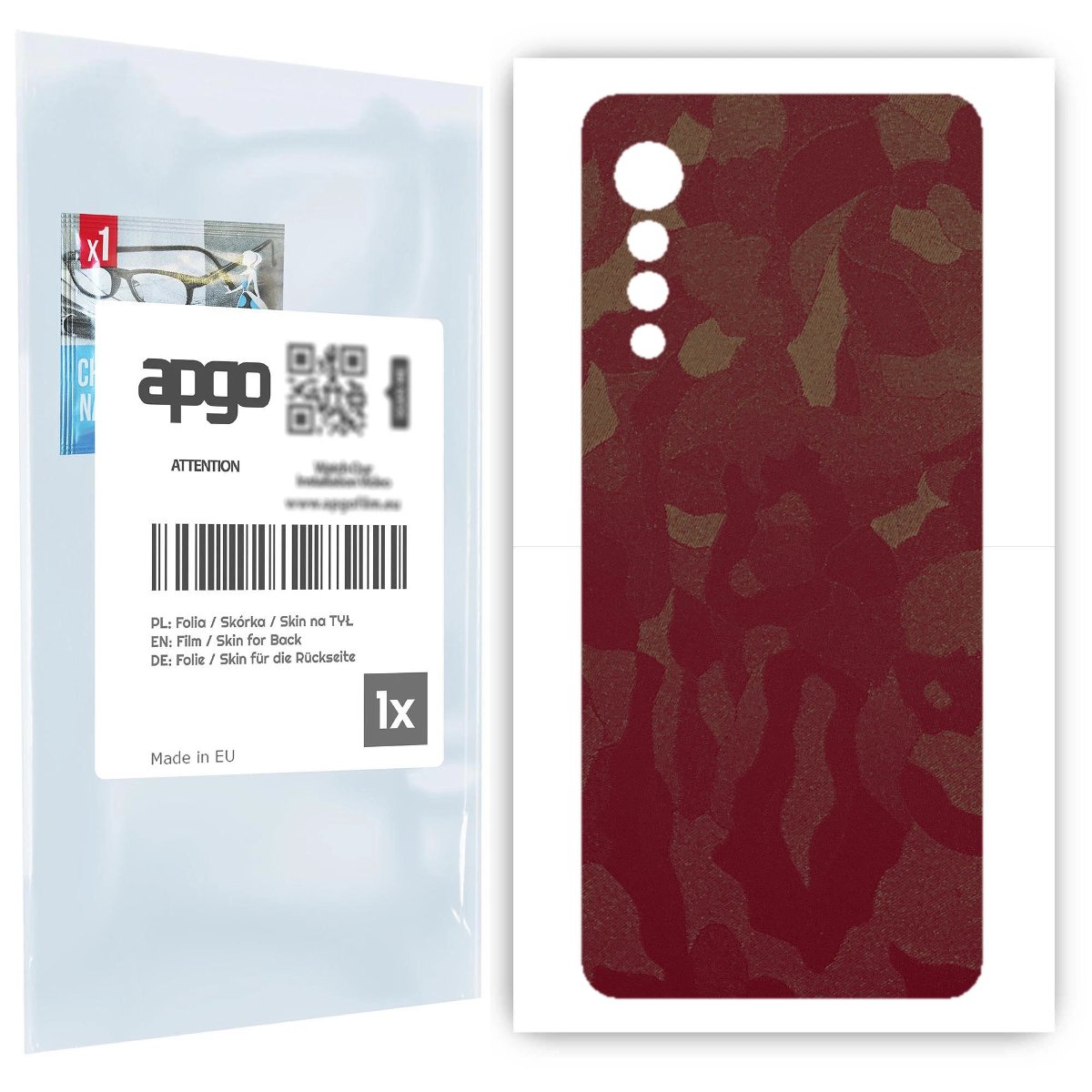Folia naklejka skórka strukturalna na TYŁ do LG Velvet -  Moro | Camo Bordowy - apgo SKINS