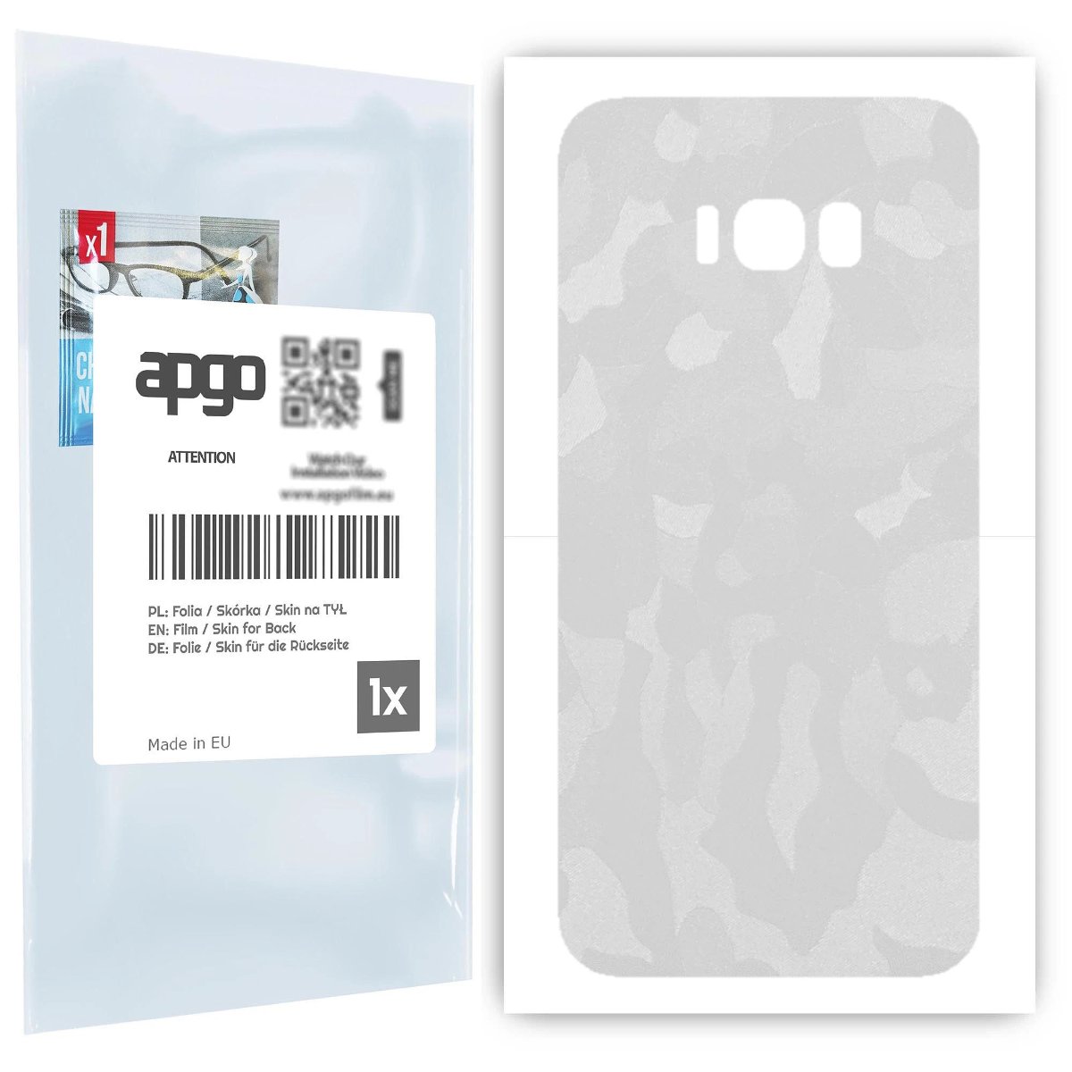 Folia naklejka skórka strukturalna na TYŁ do Samsung Galaxy S8+ -  Moro | Camo Biały - apgo SKINS