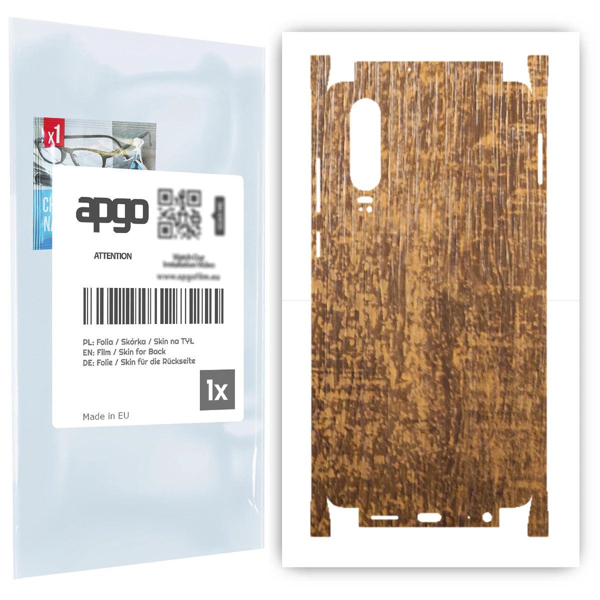 Folia naklejka skórka strukturalna na TYŁ+BOKI do Huawei P30 -  Drewno Dąb Stary - apgo SKINS