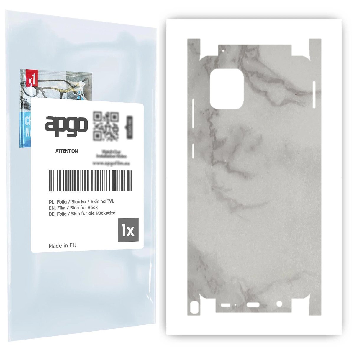 Folia naklejka skórka strukturalna na TYŁ+BOKI do Samsung Galaxy Note 10 Lite -  Marmur Szary - apgo SKINS