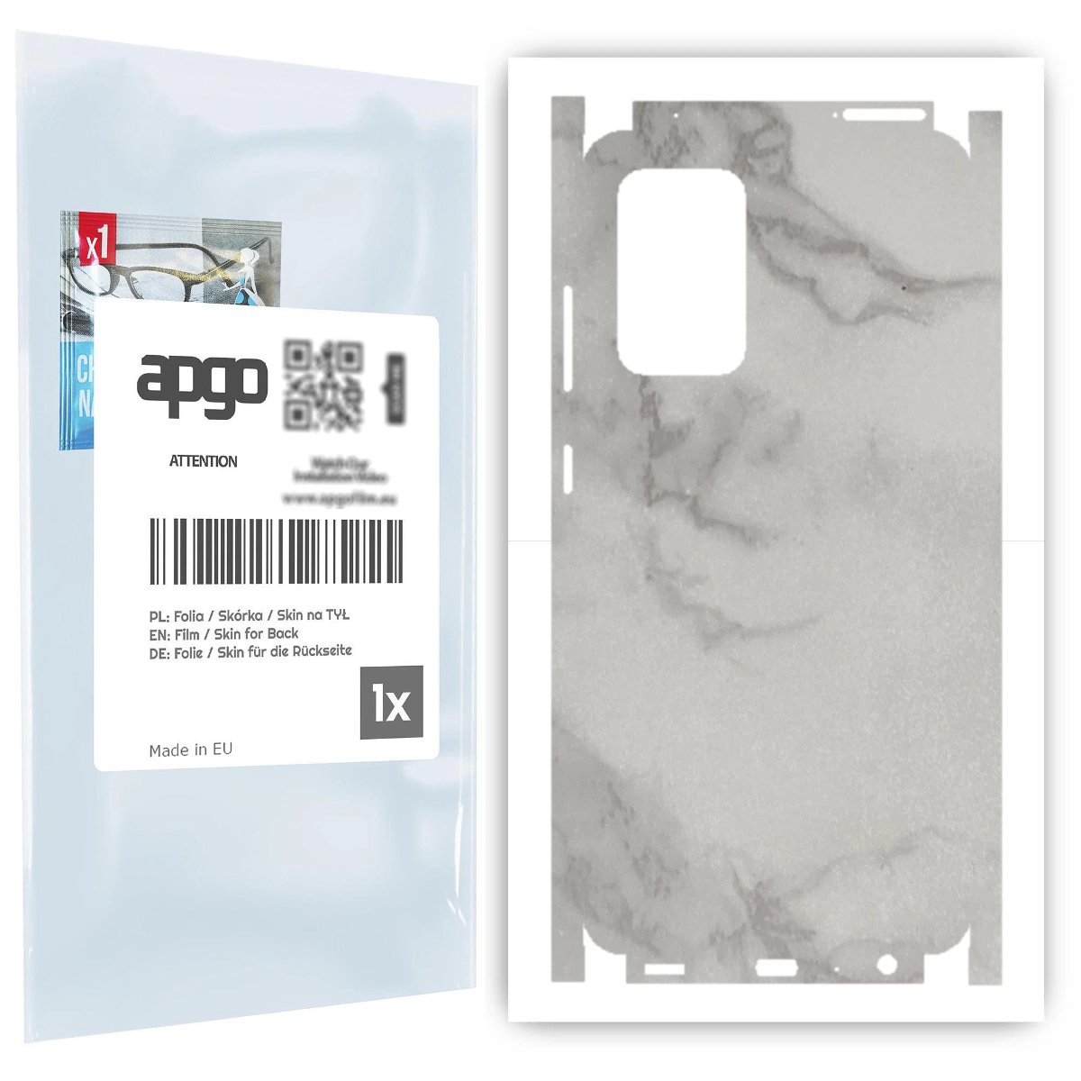 Folia naklejka skórka strukturalna na TYŁ+BOKI do Samsung Galaxy A52 5G -  Marmur Szary - apgo SKINS