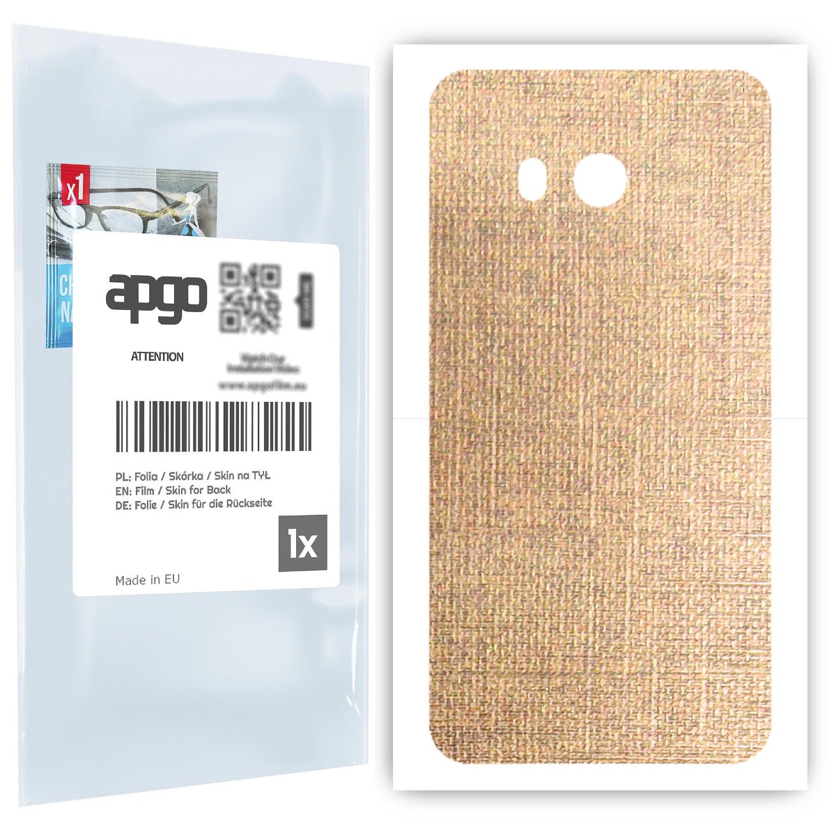 Folia naklejka skórka strukturalna na TYŁ do HTC U11 -  Tkanina Denim Beżowy - apgo SKINS